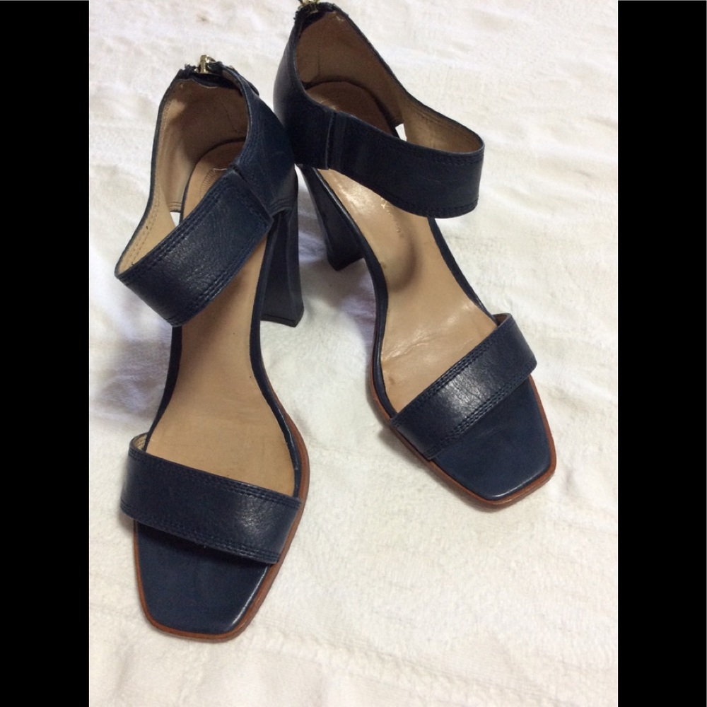 Blue Italian made leather heels. Size 37